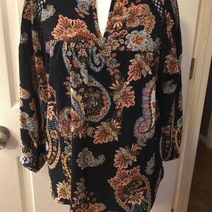 Floral Paisley Women's Top - Navy